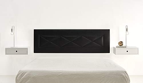 HOGAR24 ES Cabecero tapizado R55, válido para Cama 135,140 y 150 cm, Color Negro. Medidas; 155 cm x 55 cm x 3cm