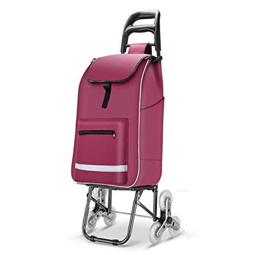 Home Portable Trolley Trailer para Los Ancianos, Plegable Carrito De Compras 6 Ruedas, Carro De Comestibles Ligero Impermeable Negro (Color : Purple)