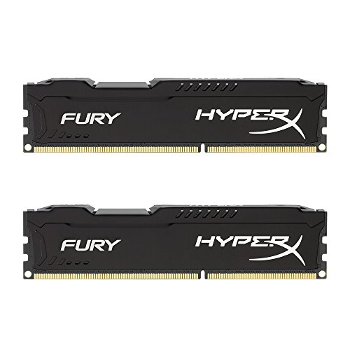 HyperX HX316C10FBK2 / 8 Fury, negro, RAM, DDR3, 8GB (kit 2x 4 GB), 1600MHz, CL10, UDIMM de 240 pines