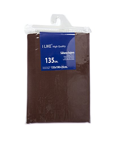 I LIKE® Sabana Bajera Ajustable Chocolate 100% ALGODÓN Cama 135 (135 X 190 + 25 cm)