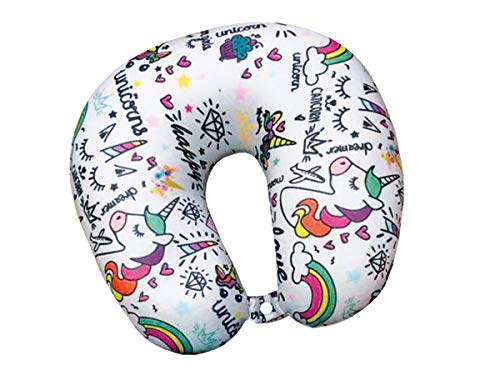 i-total XL1308 Almohada de Viaje Cuello Cervical reposa Cabezas - Regalos para Coche viajeros Unicornio Infantil niños y niñas Funda de cojín para reposacabezas Viaje Neck Travel Pillow Unicornio