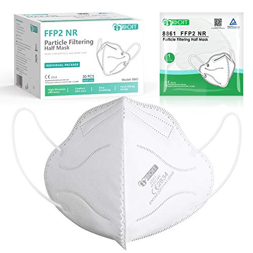 IDOIT Mascarillas ffp2 desechables 30 pcs mascarilla homologadas de protección de 5 Capas de filtro certificado CE y EN 149:2001+A1:2009