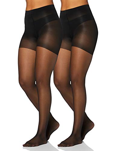 Iris & Lilly by Wolford Medias Mujer, Pack de 2, Negro (Black), M, Label: M