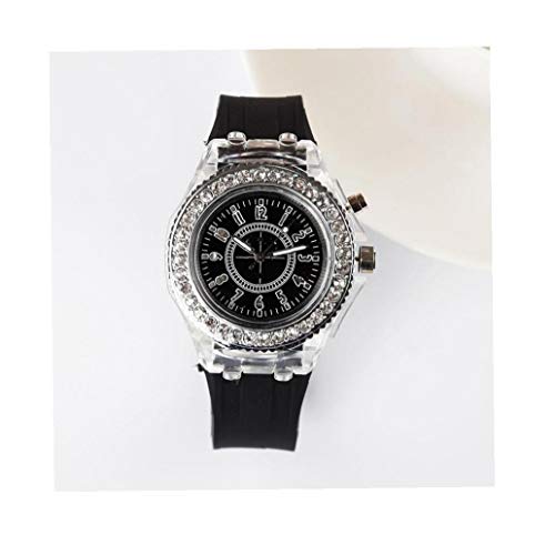 IUwnHceE Las Mujeres del Reloj De Pulsera De Moda Reloj Led De Diamante Decorar Analógico De Cuarzo con Cuero De La PU del Brazal - Negro Exquisita Y Decoración Hermosa