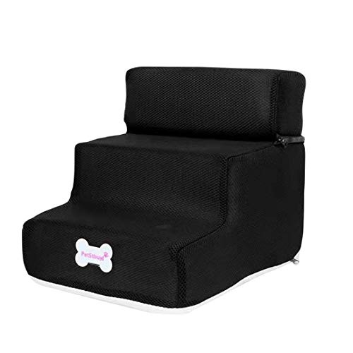 Jiyaru Escalera para Mascotas Escalera para Gatos Pasos para Mascotas de Malla Transpirable Escaleras y Escalones para Perros Negro L 35x30x30cm