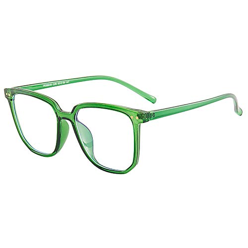 JJZXT Cómodo Y Fuerte Marco Metal Eyewear, Superligero Montura Gafas Cuadradas Ovalada, Moda Sencillez Montura Gafas De Media Marcos, for Damas, Hombres,Verde