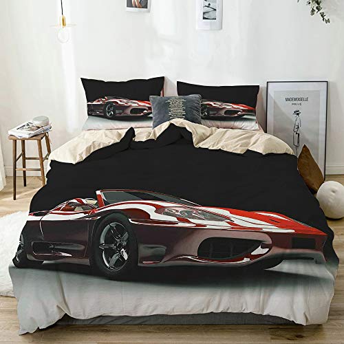 JOSENI Bedding Juego de Funda de Edredón,Tema de la Industria automotriz Potente Motor Tecnología rápida Prestigio Rendimiento,Microfibra NO LLENAR,(Cama 150x200cm + Almohada 63X63cm)