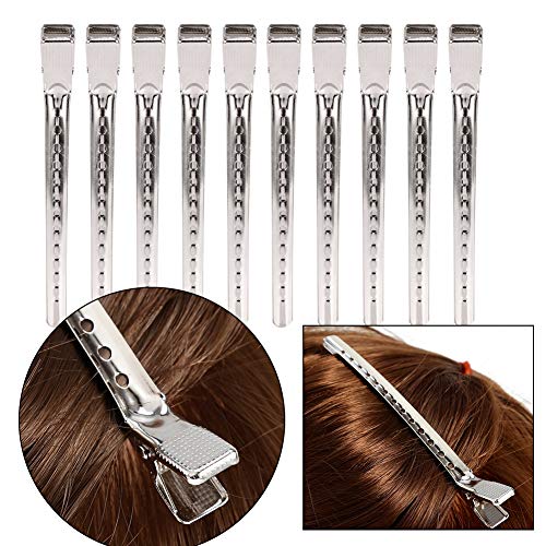 Juego de 10 pinzas para el cabello de pico de pato, pinzas para el cabello, pinzas para el cabello pinzas para el cabello salón pinzas para el cabello de peluquería pinzas para el cabello plateadas