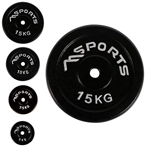 Juego de 2 discos para mancuernas, agujero diámetro 30 mm Calidad de gimnasio, hierro fundido, revestimiento de goma, 5-20 kg, Pesas