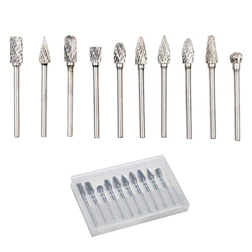 JZK Set de 10 piezas 3mm fresas diamante dremel doble corte punta rotativas carburo tungsteno para taladro para que dremel taladre madera y metal