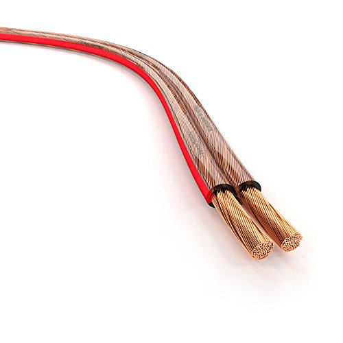 KabelDirekt – 50m Cable de Altavoces (2x4mm² Cable de Altavoz HiFi, Made in Germany, de Cobre Puro, con indicación de polaridad, para el Mejor Sonido Posible de su Sistema de música)