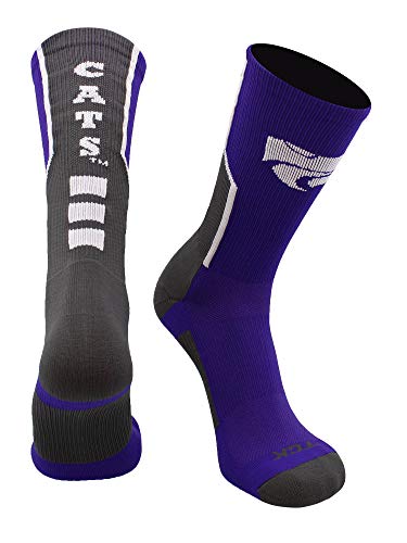 Kansas State Wildcats perímetro tripulación calcetines, Niños mujer niña hombre, Purple/Graphite/White