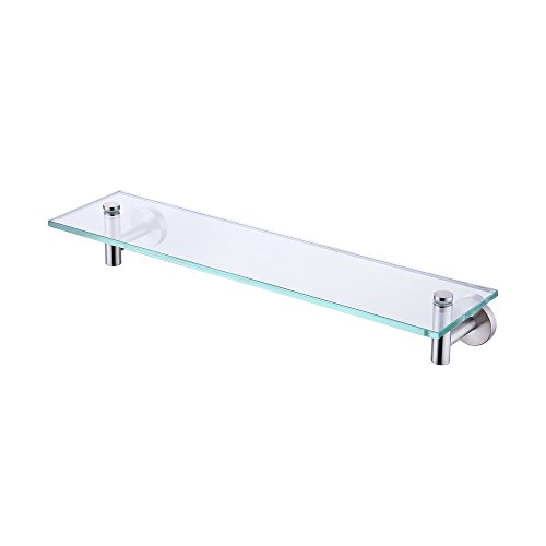 KES Estanteria Baño Cristal Balda Ducha 50CM Repisa Cristal Pared 8MM Grueso Cristal Templado con Soporte de Acero Cepillado, A2021-2