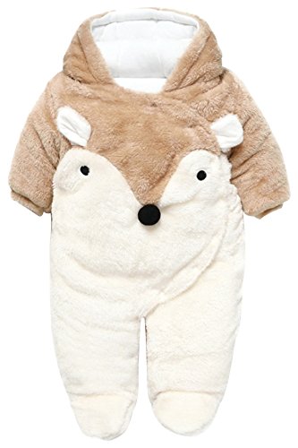 KINDOYO Vine Traje de Nieve Bebé Unisexo Traje de animales Peleles con Capucha Mono Invierno Ropa de una pieza Jumpsuit Ropa de abrigo baby mameluco , 6-9 Meses