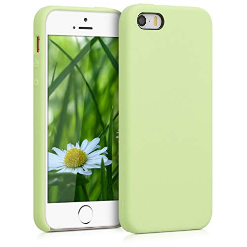 kwmobile Funda Compatible con Apple iPhone SE (1.Gen 2016) / 5 / 5S - Carcasa de TPU para móvil - Cover Trasero en Verde Pistacho