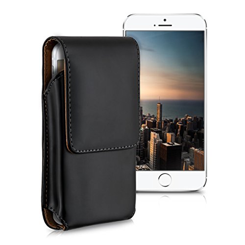 kwmobile Funda para Smartphone - Carcasa con Clip de cinturón - Cover de Cuero sintético 13.5 x 6.9 CM