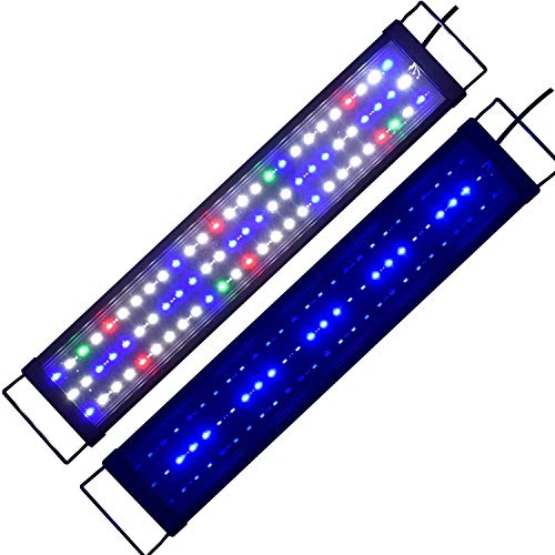 KZKR - Rampa LED para acuario, 60 cm, color blanco, azul, rojo, verde, luz natural, espectro completo, 60 cm – 80 cm, extensible, enchufe europeo, lámpara para plantas, pescado A173