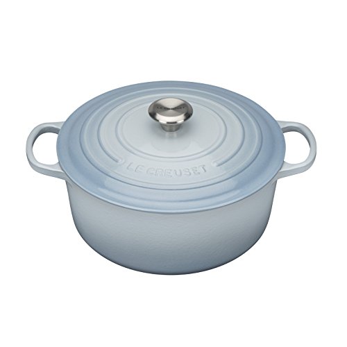 Le Creuset Evolution Cocotte con Tapa, Redonda, Todas Las Fuentes de Calor Incl. inducción, 3,3 l, Hierro Fundido, Azul(Coastal), 22 cm