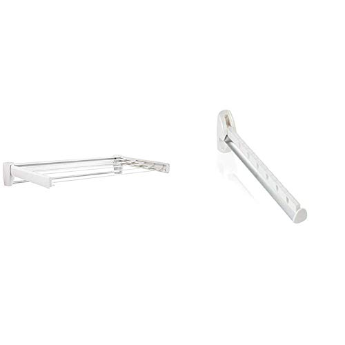 Leifheit Tendedero de Pared Telegant 36 Protect Plus, tendedero Extensible de diseño Compacto + 45110 Percha AIRETTE 2000 LIMP-1045110, Blanco, Único