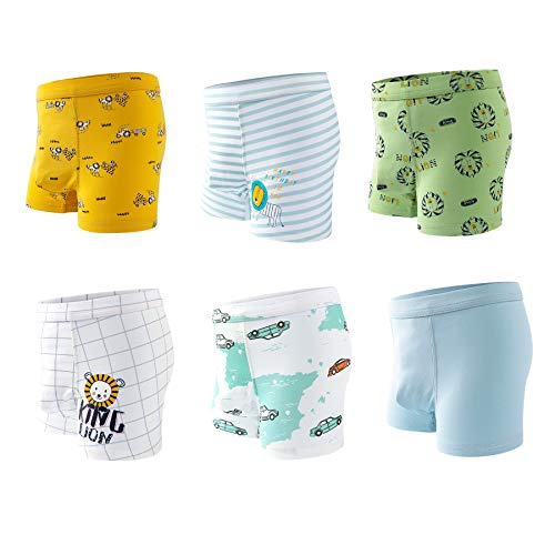 LeQeZe 6Pcs Calzoncillos Bóxer de algodón para Niños 2-11 años (7-9 años, boys-07)