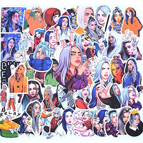 Ligoi Cincuenta Pegatinas de Billie eilish, Impermeable, Case DIY Laptop, Guitarrista, Juguetes Lindos.