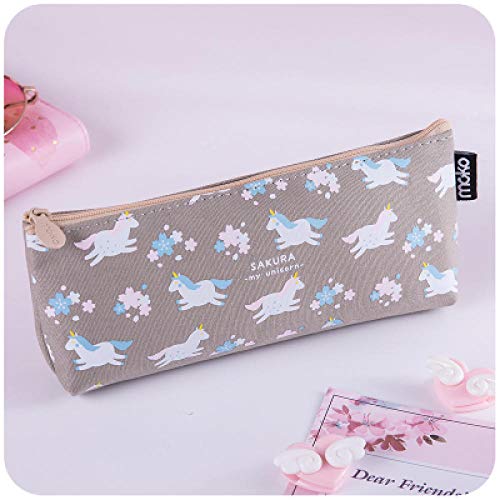 Lindo lápiz de color caramelo Estuche para lápices Papelería Estuche para bolígrafos Borrador Cinta Tijeras Estuche para lápices Bolsa de regalo-L gris