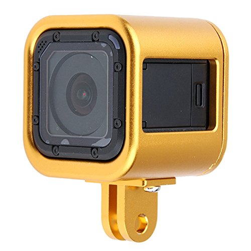 LINSHOAHUICASE Carcasa de metal Exterme para deportes de aleación de aluminio CNC con cubierta trasera de seguro para GoPro Hero 5 Session, Hero Session/Hero Session (negro) (color dorado)