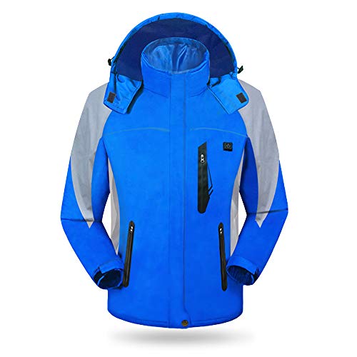 Lixada Chaqueta de invierno cálida para mujer, hombre, chaqueta térmica recargable, chaqueta de snowboard, motocross, climbing, snowboard, color azul, talla XXXL