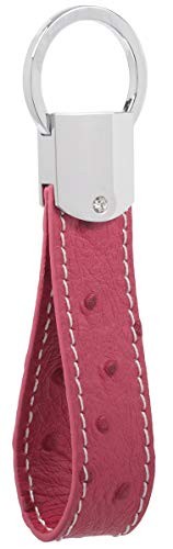 Llavero de cuero DPOB de piel italiana, diseño simple, hecho de piel de alta calidad duradera, rosa roja (Rojo) - YSK-C0829