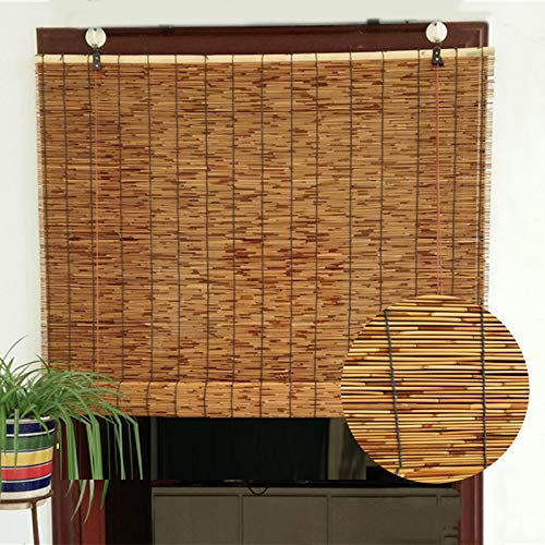 LMDX Persiana Bambu Exterior - Persianas De Caña - Estores Enrollables, Ideal Persianas para Ventanas Y Puertas, con Accesorios De Instalación, Cocina Cortina De Madera