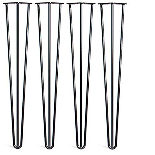 Locisne 28 "Three-Rod horquilla Metal de las patas de la mesa,Acero Fundido Negro 9mm,Paquete de 4,Estilo Moderno,Comedor,Muebles,Accesorios para Los Muebles de Madera,café,comedor(28" 3 rod)