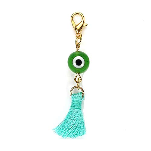 LZHLMCL Llavero Colgante Colorido Abalorio De Ojo Malvado Encantos De Mano Bohemia Borla Colgante Broche De Langosta Llavero Accesorios De Joyería 9