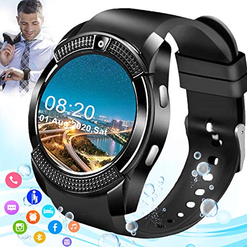 Mahipey Smartwatch con Whatsapp,Bluetooth Smart Watch Pantalla táctil,Reloj Inteligente Hombre con Cámara, Impermeable Smartwatches Telefono Sport Compatible Android iOS para Hombre Mujer