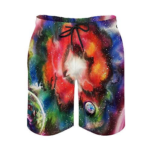 MayBlosom Pantalones cortos de playa para hombre, el origen del universo de secado rápido, trajes de baño casuales hawaianos para fiestas de fiesta con elástico