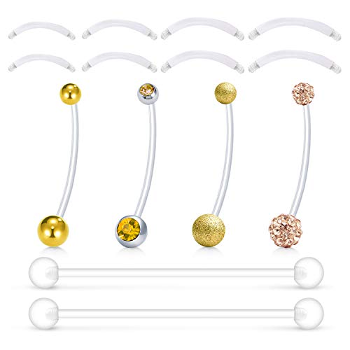 Mayhoop Piercing Ombligo Embarazo 14G Acrílico Flexible Claro con Barra como Reemplazo Retenedores Anillo Aro Ombligo Embarazo Mujeres Embarazadas Deportes Piercing Joyería