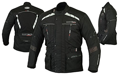 MBS MJ21 James Motocicleta Motocicleta larga chaqueta de viaje textil (Negro, M)