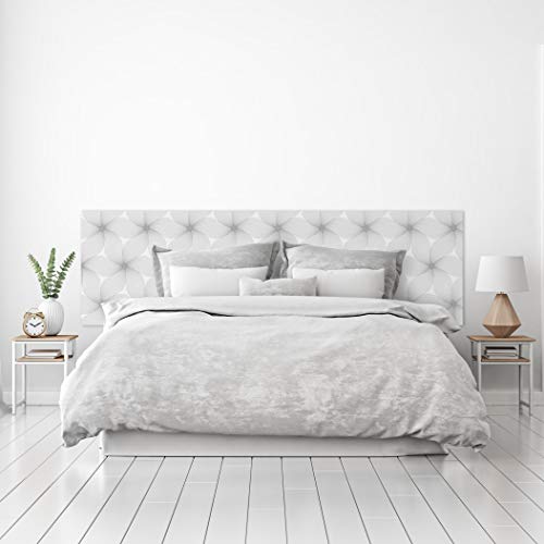 MEGADECOR Cabecero Cama PVC Decorativo Económico Diseño Geométrico Flor de Lineas Gris Varias Medidas (150 cm x 60 cm)