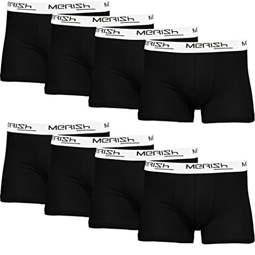 MERISH Bóxer Hombre Pack de 8 Multicolor Algodon Calzoncillos Hombres Boxers 216 (L, 215 Pack de 8 Negro-Blanco)