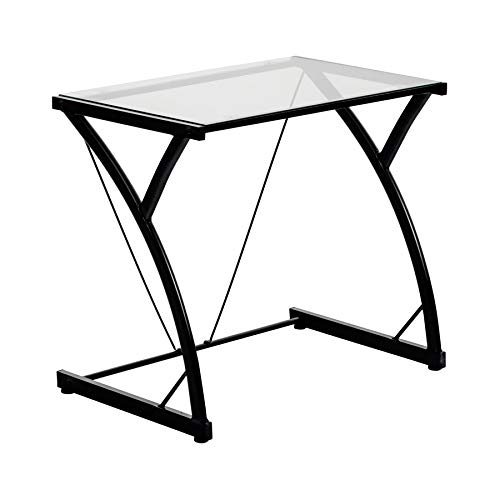 Mesa de trabajo con superficie de cristal - Ideal para el ordenador - Negro