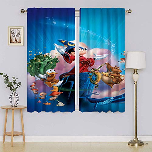 Mickey-Mouse - Cortinas opacas con aislamiento térmico para oscurecimiento de la habitación, con bloqueo de luz, eficiencia energética, para dormitorio/sala de estar, 137 cm de ancho x 182 cm de largo