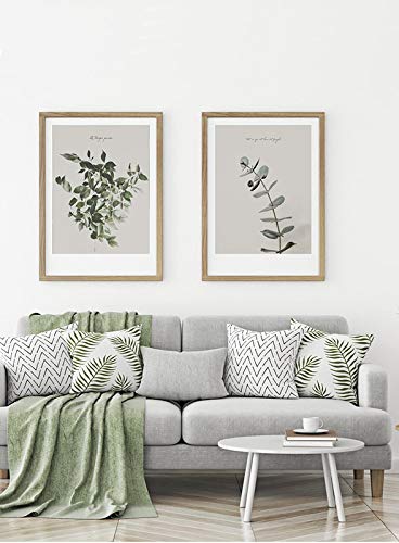 MILUKA Pack de 2 Láminas Decorativas para enmarcar colección FEUILLES (Láminas Hojas Verdes - Naturaleza) | Tamaño 50x70cm