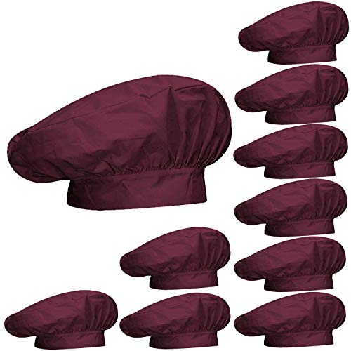 MISEMIYA - Gorro Frances Cocina Gorro Cocinero COCINERA Gorro Chef Gorro Forma Seta Ref.918 - Granate, Pack* 10 Pcs