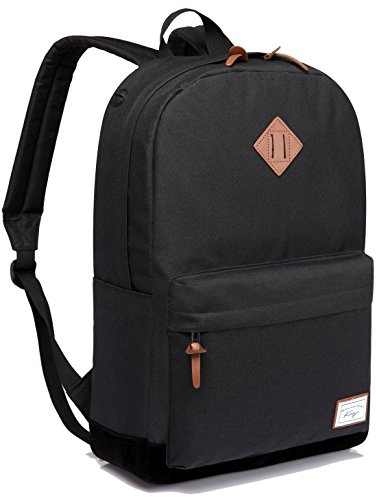 Mochilas Escolares Juveniles, Kasgo Clásico Hombre Mochila Se Adapta a 15.6 Pulgadas Portátil Casual Bolsa de Adolescente Negro