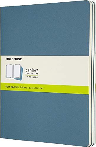 Moleskine - Cahier Journal Cuaderno de Notas, Set de 3 Cuadernos con Páginas , Tapa de Cartón y Cosido de Algodón Visible, Color Azul Teal