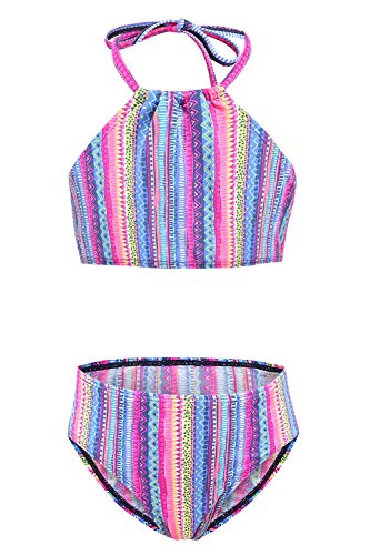 Moon Tree Bikini para niña, bañador hawaiano, color rosa, 2-14 años de edad Rosa 24. 7-8 Años