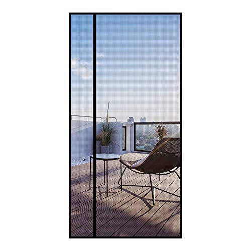 Mosquitera magnética para puerta, 110 x 220 cm, apertura lateral izquierda o derecha, cierre automático para puerta de balcón, salón, terraza, montaje adhesivo