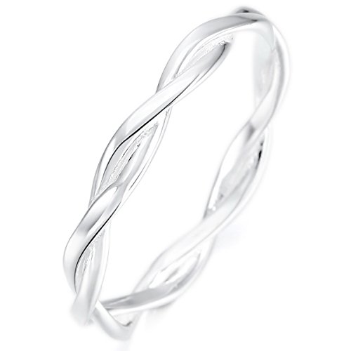 MunkiMix Plata Banda Venda Anillo Ring El Tono De Plata San Valentin Amor Love Pareja Alianzas Boda Compromiso Promesa Talla Tamaño 22 Mujer