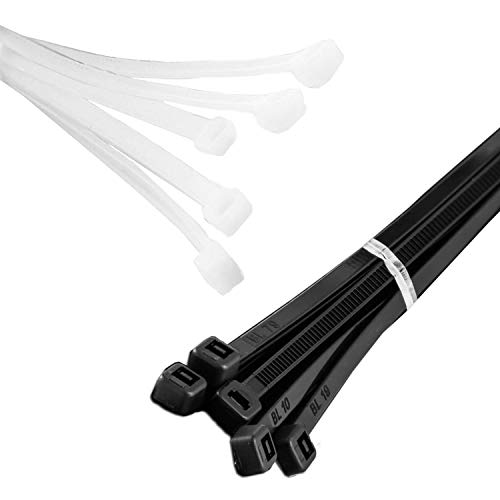 MutePower Bridas para Cables de 1m / 100cm de Longitud 10-Pack Negro y Blanco de Nylon para Cargas Pesadas soporta 80kg - 8.8x1000mm