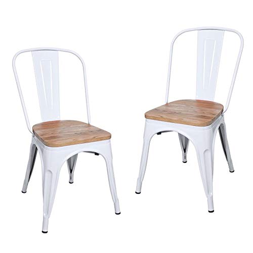 N1 Oh là là Home | Pack de Sillas - Pack 2 Sillas Industriales Asiento Madera Talix - Blanco | Envío Desde España - Entrega en 3-5 días