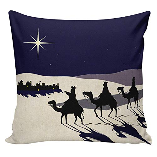 N\A Almohada de Navidad Cojín Reyes Magos Belén Christian Faith Star en The East Pillow